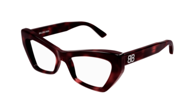 Balenciaga BB0296O 002 Havana Square Women's Eyeglasses