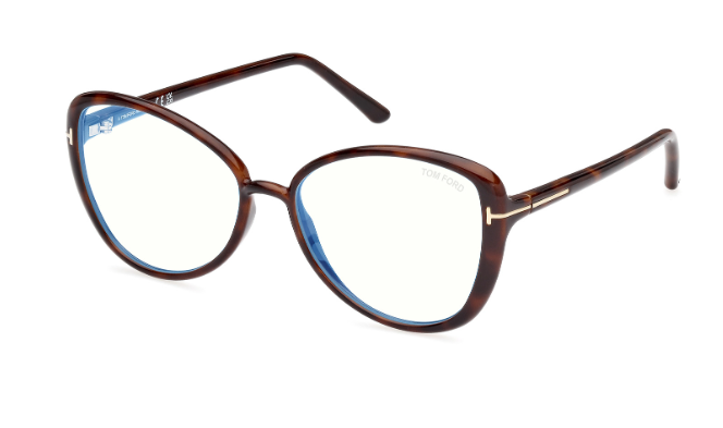 Tom Ford FT5907 052 Dark Havana / Clear Butterfly shaped Women's Eyeglasses