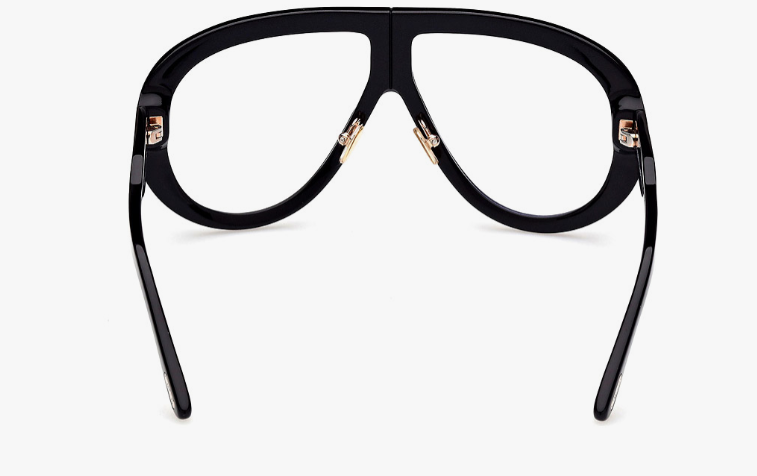 Tom Ford FT836 001 Troy Shiny Black/Clear Blue Block Oval Men's Sunglasses