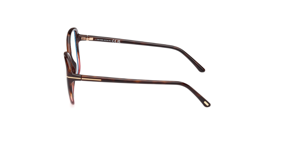 Tom Ford FT5907 055 Coloured Havana/Blue Block Lenses Cat Eye women's Eyeglasses