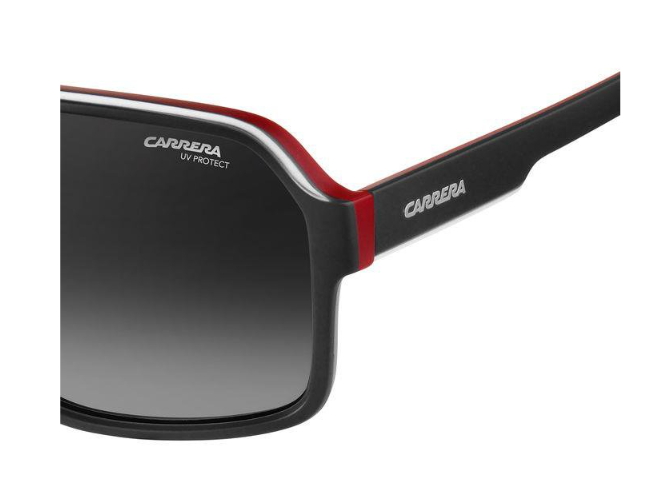 Carrera 1001/S 0BLX/9O Matte Black Red/ Dark Gray Shaded Square Men's Sunglasses