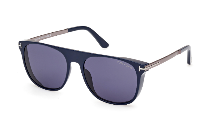 Tom Ford FT1105 Lionel-02 90V Shiny Blue/Blue Square Men's Sunglasses