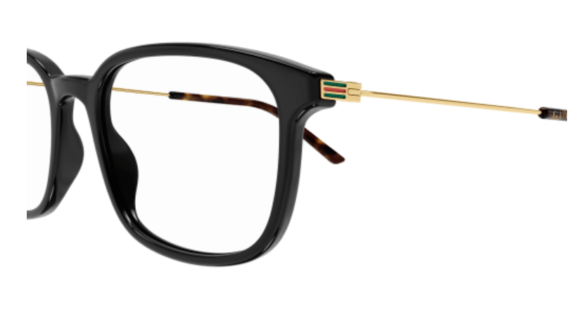 Gucci GG1577O 005 Black/Gold Square Men's Eyeglasses