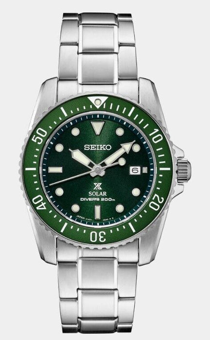 Seiko Prospex Solar Diver's Green Sunray Dial Stainless Steel Men Watch SNE583P1