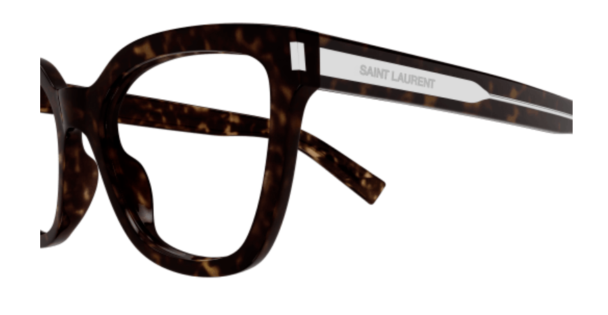 Saint Laurent SL 748 002 Havana/Crystal Wide Cat Eye Women's Eyeglasses