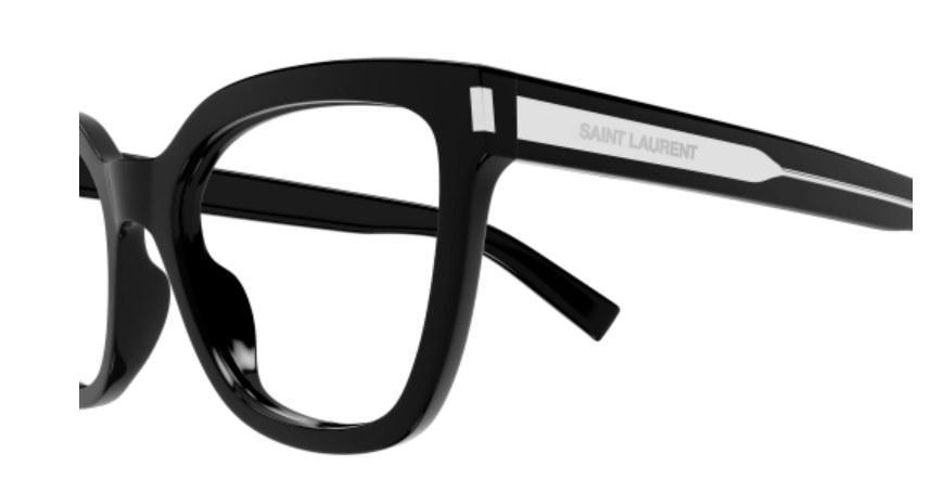 Saint Laurent SL 748 001 Black/Crystal Wide Cat Eye Women's Eyeglasses