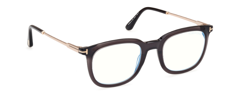 Tom Ford FT5904 005 Shiny Black / Shiny Pale Gold Square Men's Eyeglasses