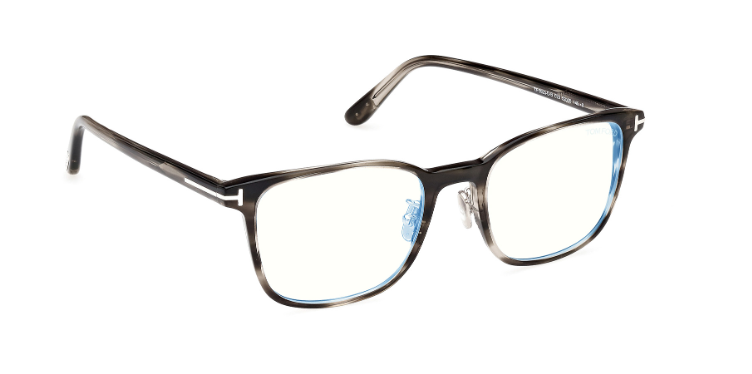 Tom Ford FT5925-D-B 020 Dark Havana Blue Block Lenses Square Men's Eyeglasses