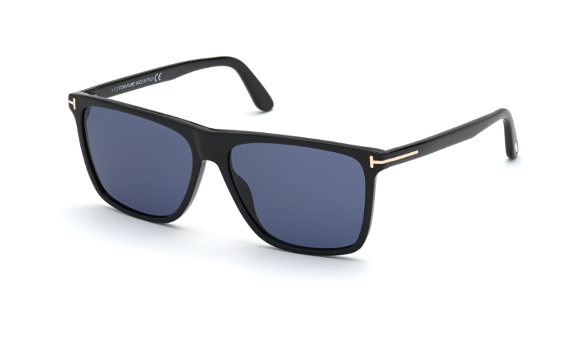 Tom Ford Fletcher FT0832 01V Shiny Black/Blue Black Square Men's Sunglasses