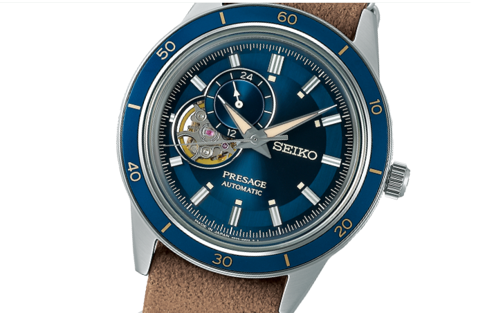 Seiko Presage Automatic Blue Dial Light brown Belt Round Men's Watch SSA453J1