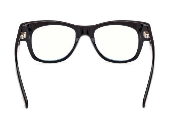 Tom Ford FT5040-B 001 Shiny Black/Blue Block Lenses Square Men's Eyeglasses