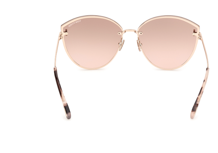 Tom Ford FT1106 28U Shiny Rose Gold/ Bordeaux Mirror Cat Eye Women Sunglasses