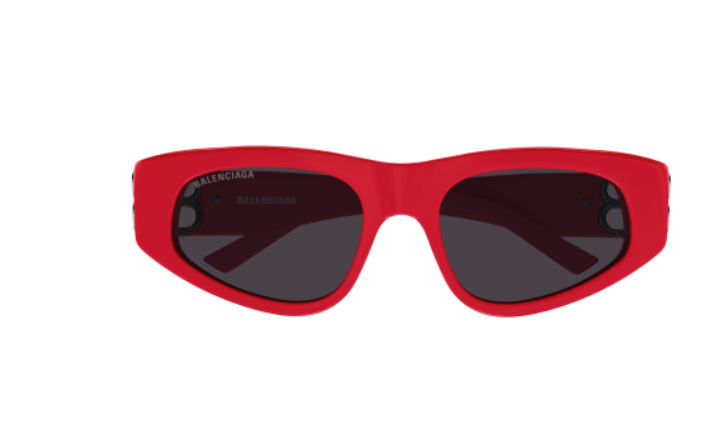 Balenciaga BB0095S 016 Red-Silver/Grey Cat Eye Women's Sunglasses