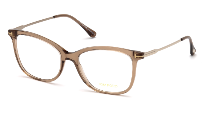 Tom Ford FT5510 045 Shiny Light Brown/Matte Deep Gold Cat Eye Women's Eyeglasses