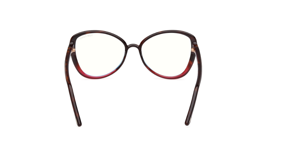 Tom Ford FT5907 055 Coloured Havana/Blue Block Lenses Cat Eye women's Eyeglasses