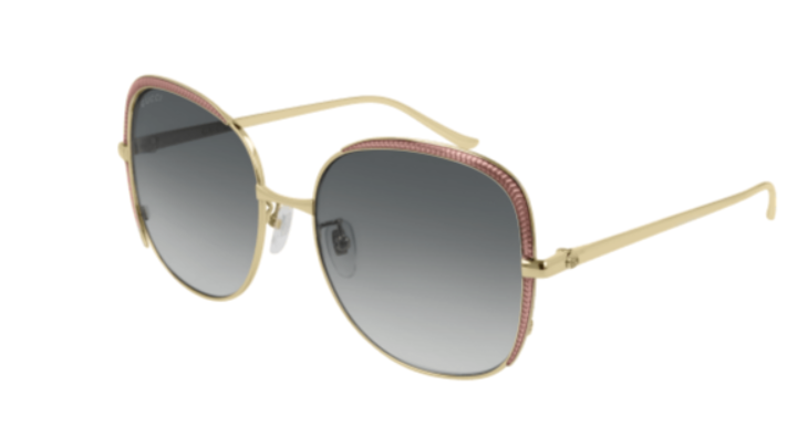 Gucci GG0400S 001 Gold/Grey Gradient Metal Oversized Square Women's Sunglasses