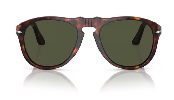 Persol 0PO0649 24/31 Havana/Green 56mm Soft Square Men's Sunglasses