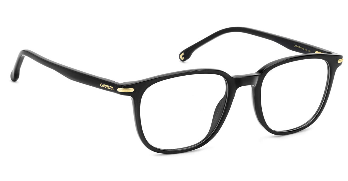 Carrera 348 2M2 Black Gold Rectangular Men's Eyeglasses