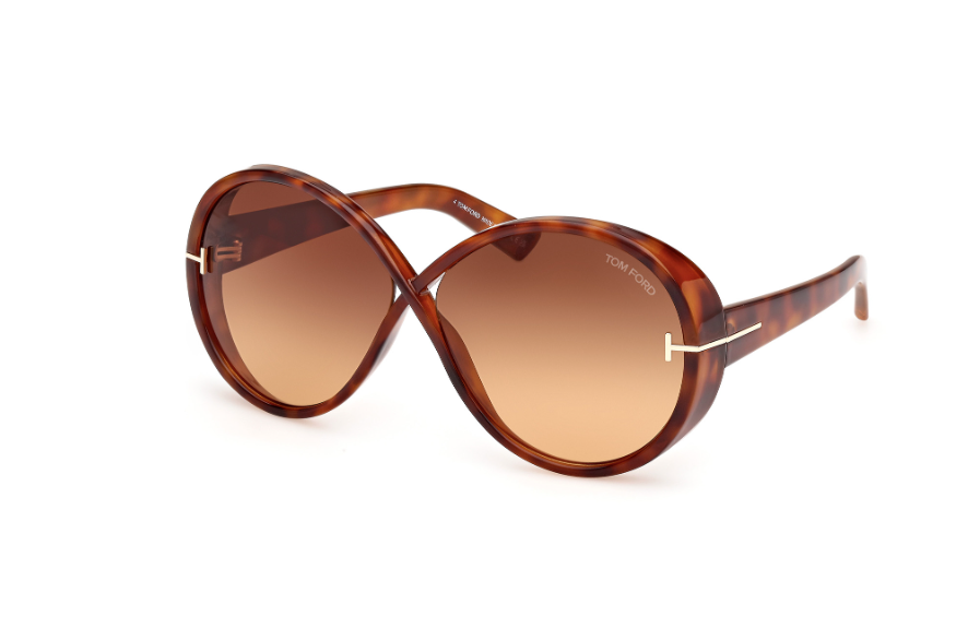 Tom Ford EDIE-02 FT1116 53F Blonde Havana/Brown Oval Women's Sunglasses