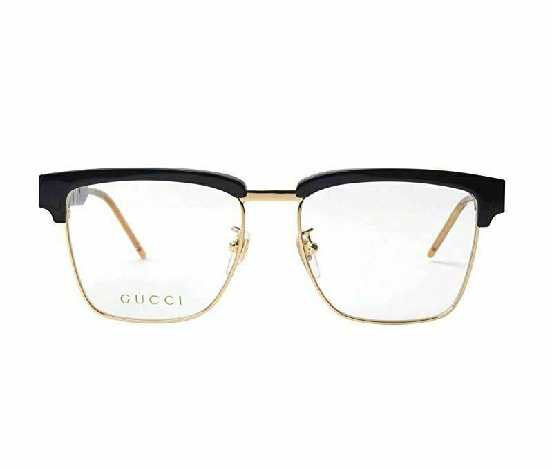 GUCCI GG0605O 001 Square Black Gold Black 52mm Men's Eyeglasses