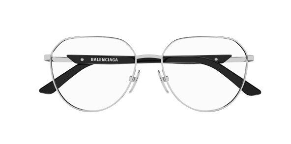 Balenciaga BB0249O 001 Silver-Black Round Men's Eyeglasses