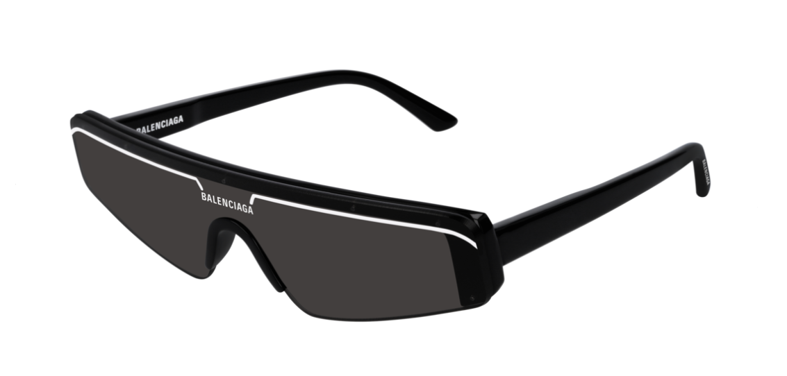 BALENCIAGA BB0003S 001 Rectangular Square Black Grey 99 mm Unisex Sunglasses