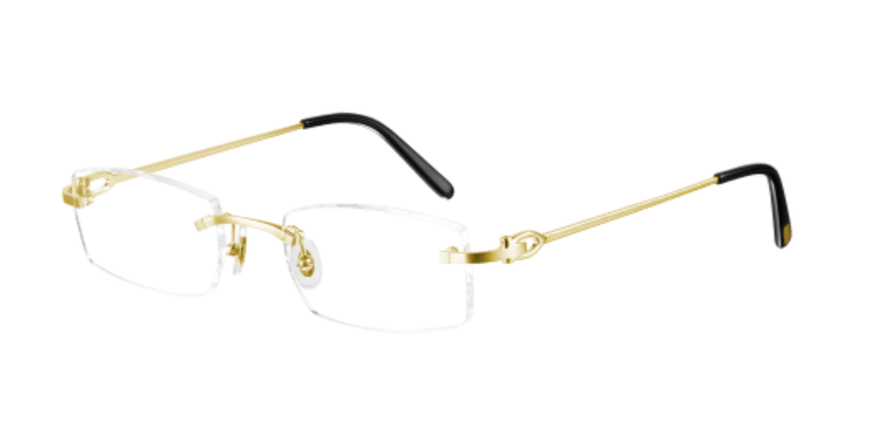 Cartier CT0045O 002 Gold Rectangular Rimless Men's Eyeglasses.