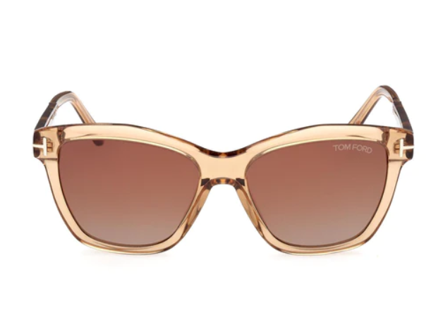 Tom Ford FT1087 Lucia 45F Shiny Light Brown/Brown Gradient Square Sunglasses