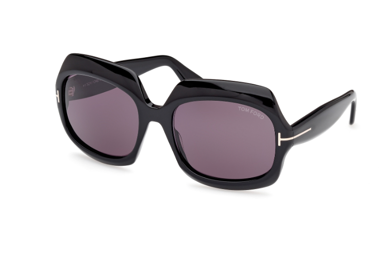 Tom Ford REN FT1155 01A Shiny Black/Smoke Square Women's Sunglasses