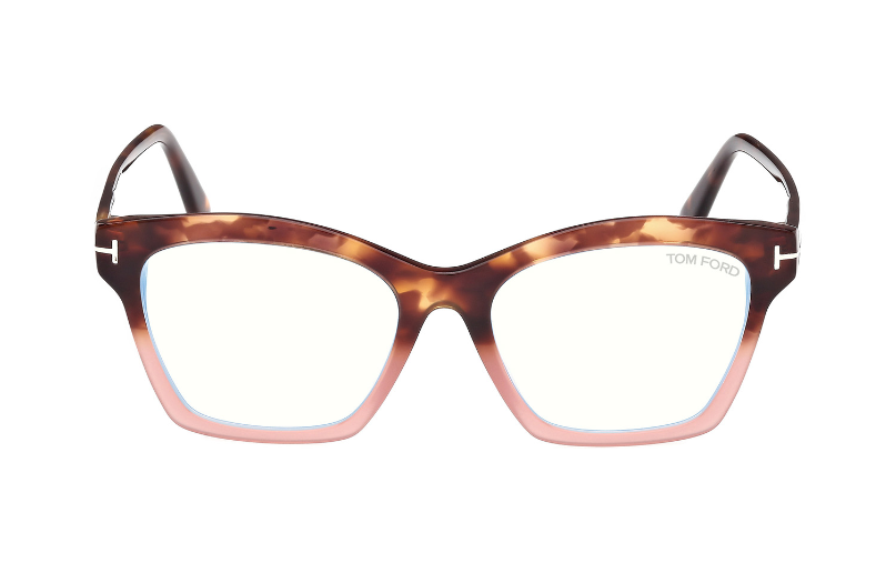 Tom Ford FT5965-B 055 Havana Monocolor/Coloured Havana Square Women's Eyeglasses