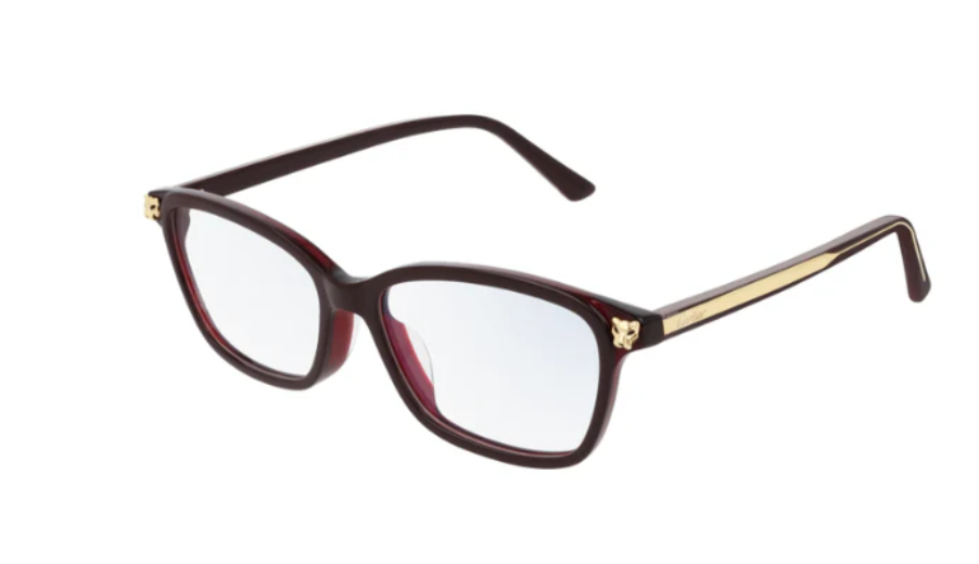 Cartier CT0206OA 004 Burgundy/Gold Square Women's Eyeglasses