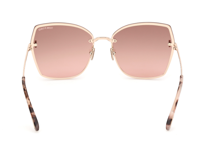 Tom Ford NICKIE 02 FT1107 28U Shiny Rose Gold /Mirror Cat Eye Women Sunglasses