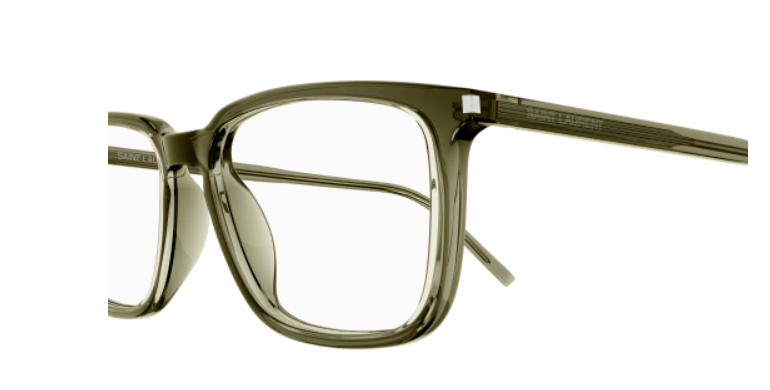 Saint Laurent SL 645/F 005 Green Square Men's Eyeglasses