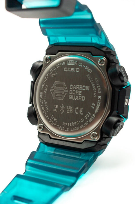 Casio G-Shock Analog-Digital Transparent Turquoise Blue-Black Watch GAB001G-2A