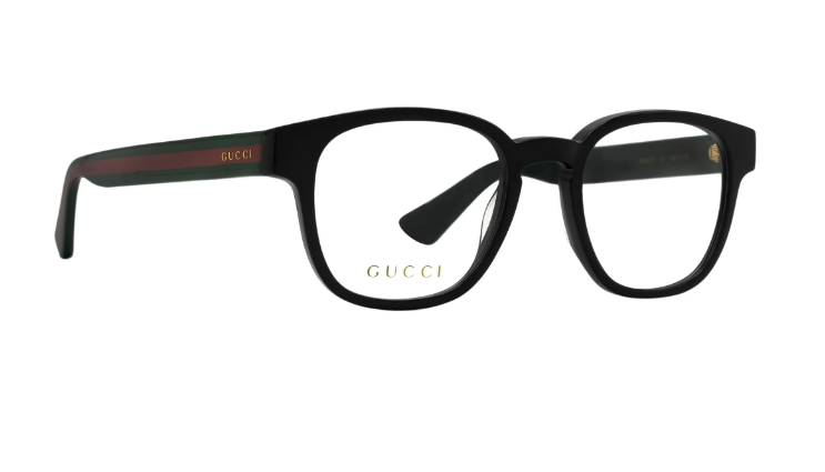 Gucci GG0927O 001 Black/Green Red Soft Square Men's Eyeglasses