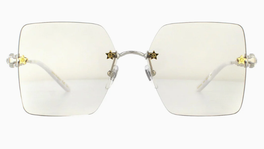 Gucci GG0644S 004 Silver/Yellow Rimless Square Women's Sunglasses.