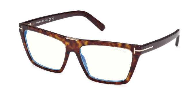 Tom Ford FT5912 052 Dark Havana / Shiny Dark Brown Square Women's Eyeglasses