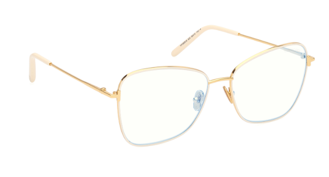 Tom Ford FT5906 025 Shiny Ivory / Shiny Deep Gold Butterfly Women's Eyeglasses