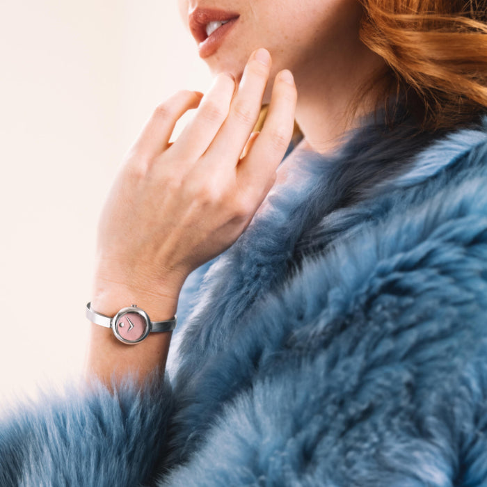 Movado Museum Bangle Blush Color Dial Stainless Steel Women's Watch 0608062