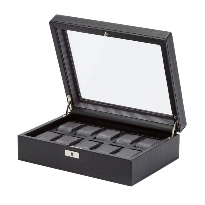 Wolf Classic 10 Piece Black Vegan Leather Watch Box 466102