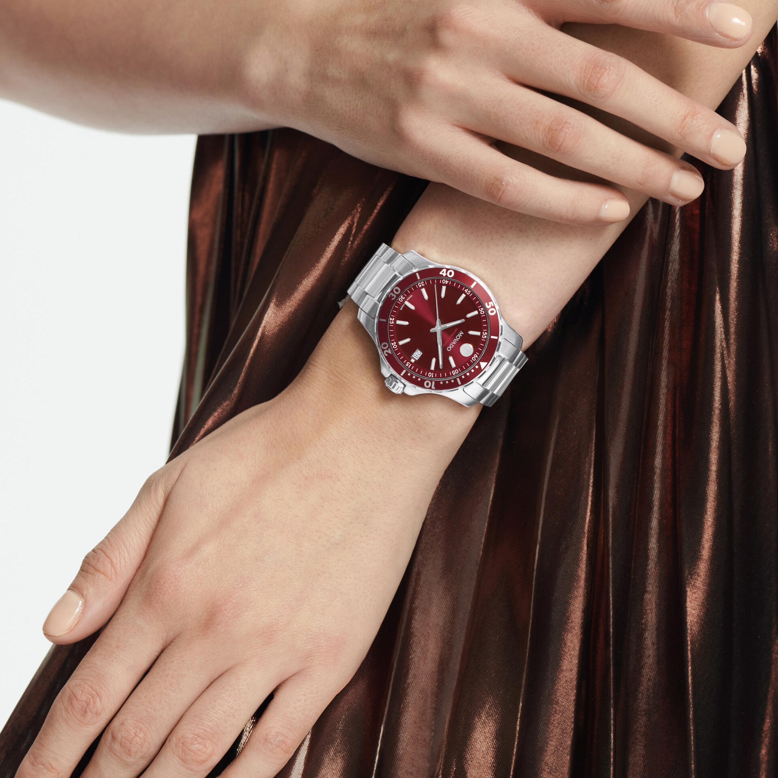 Movado series 800 Red Dial Quartz Stainless Steel Unisex's Watch 2600178