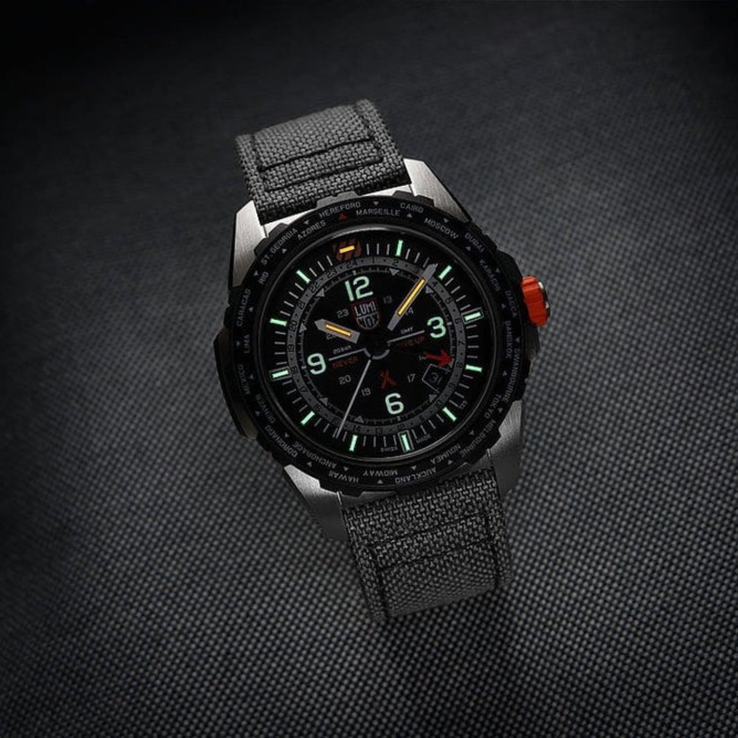 Luminox Bear Grylls 45mm Survival Pilot Black Dial With Orange-Tipped GMT Hand Men's Watch XB.3761