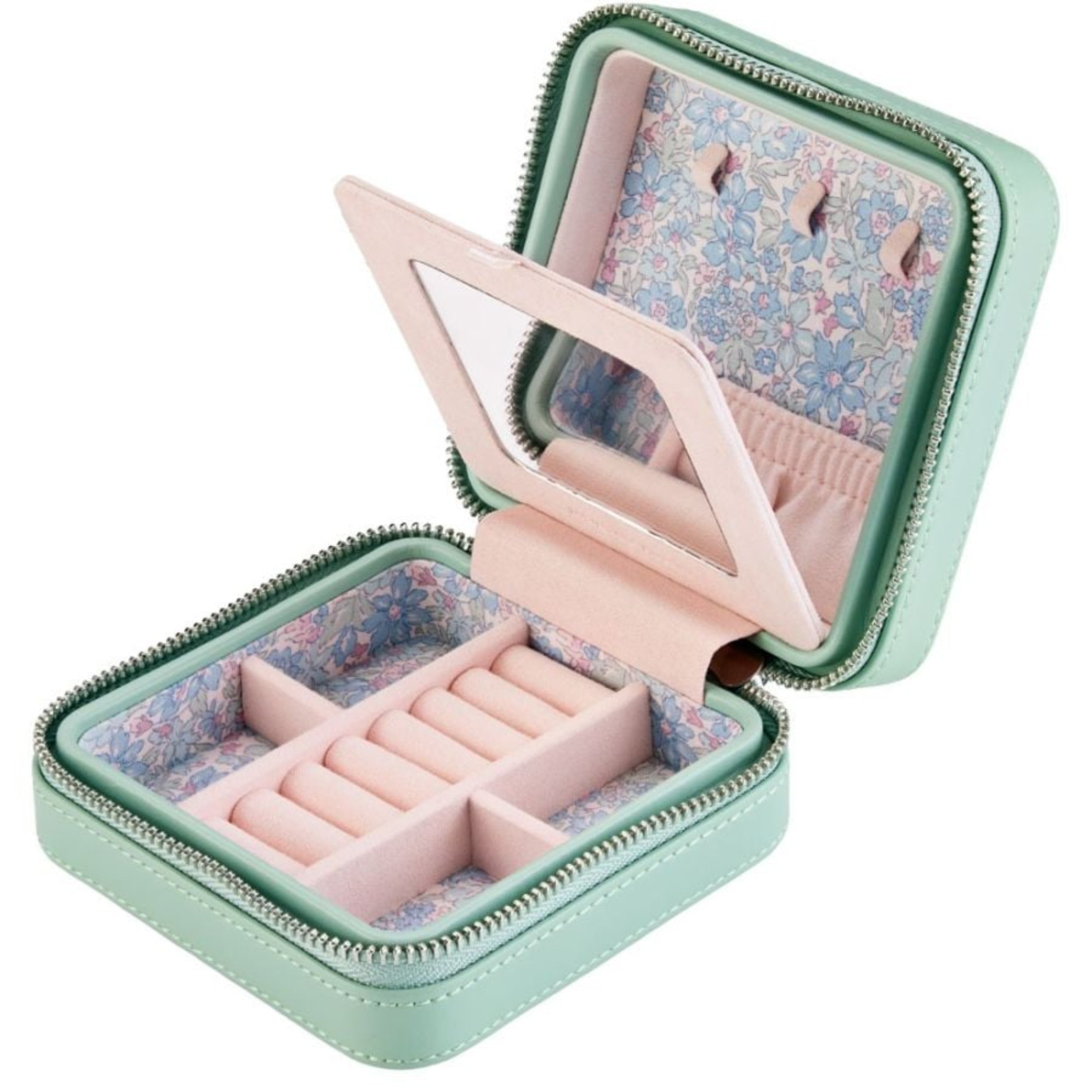 WOLF X LIBERTY All Over Ianthe Sage Green Small Jewelry Zip Case 381351