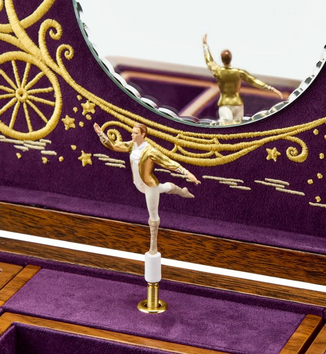Wolf Ballet Musical Jewelry Box Cinderella Walnut Wood 190017
