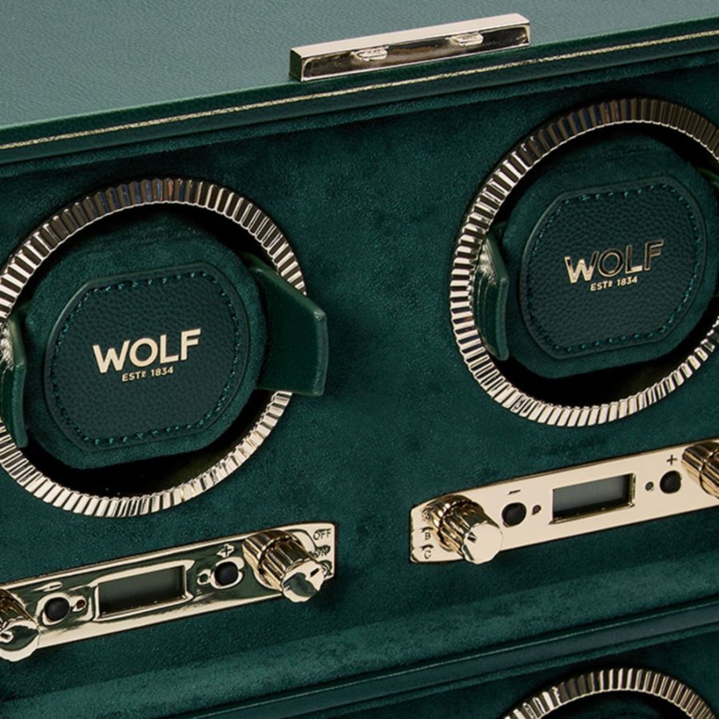 Wolf British Racing Vegan Leather Green 4 Piece Watch Winder 793041