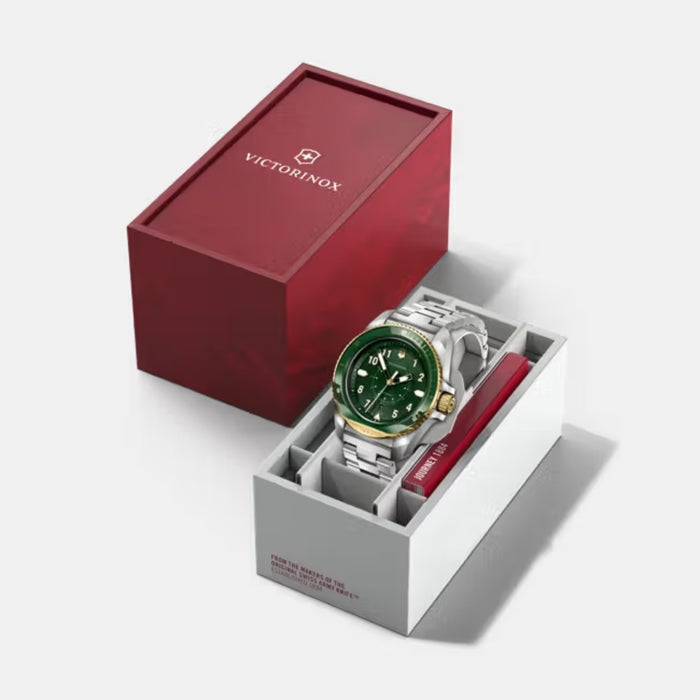 Victorinox Journey 1884 Grainy Green Dial With Gold Rotating Bezel  Men's Watch 242012