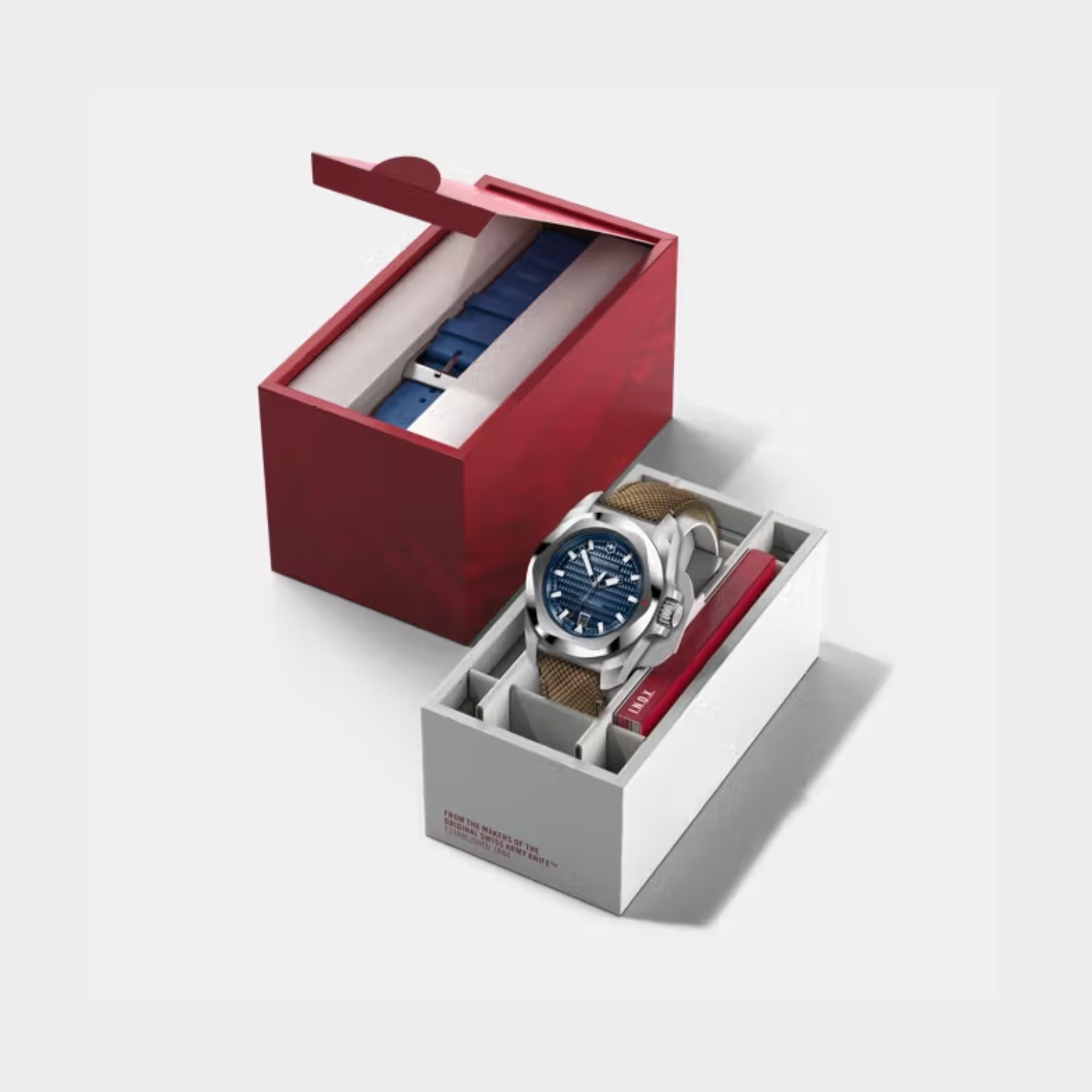 Victorinox I.N.O.X. Automatic Guilloché Blue Dial With Brown Wood Leather Men's Watch 242018.1