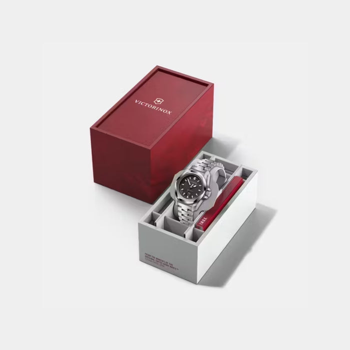 Victorinox INOX Grainy Black Dial With Silver Bezel Quartz Women's Watch 242036