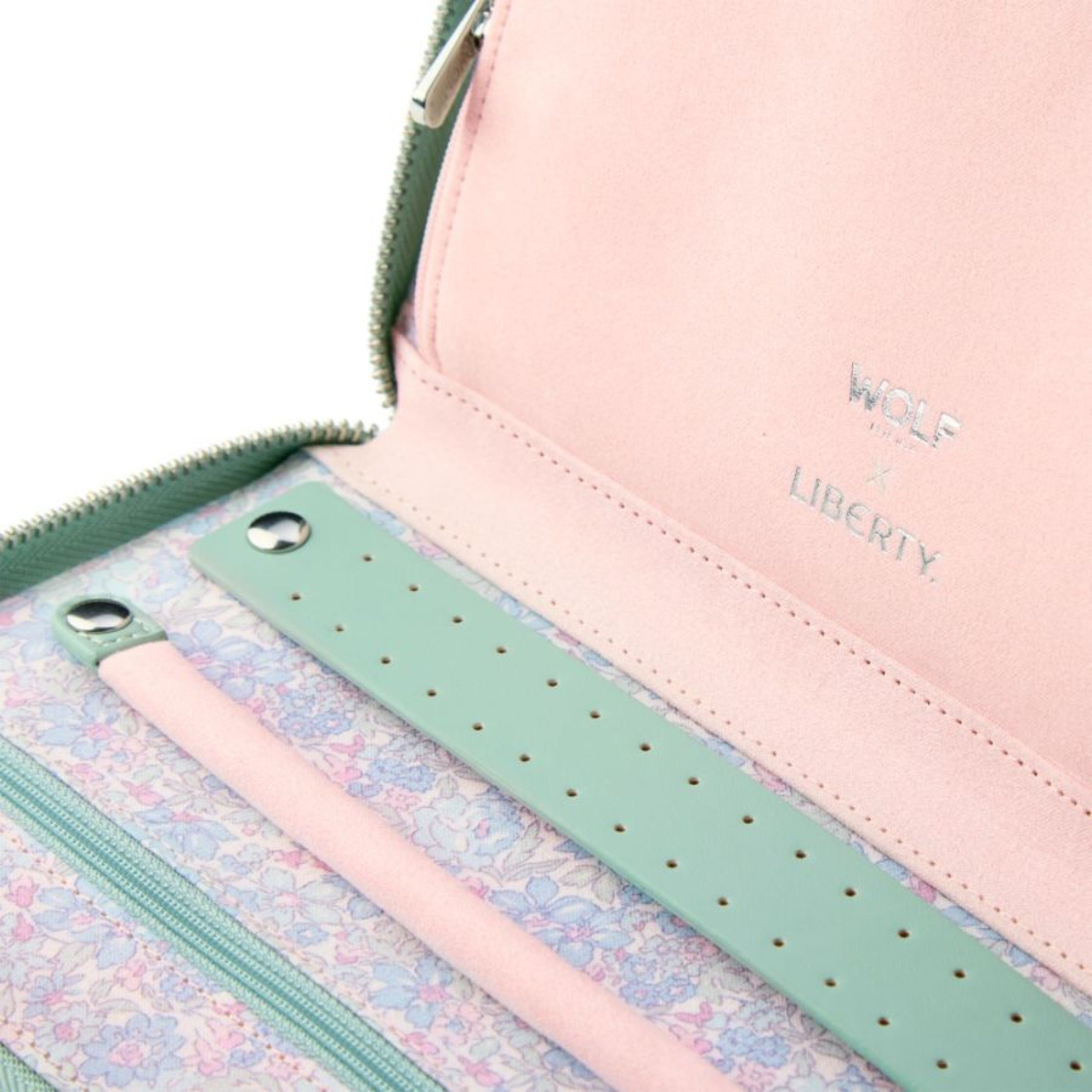 WOLF X LIBERTY All Over Ianthe Sage Green Travel Jewelry Portfolio 381451
