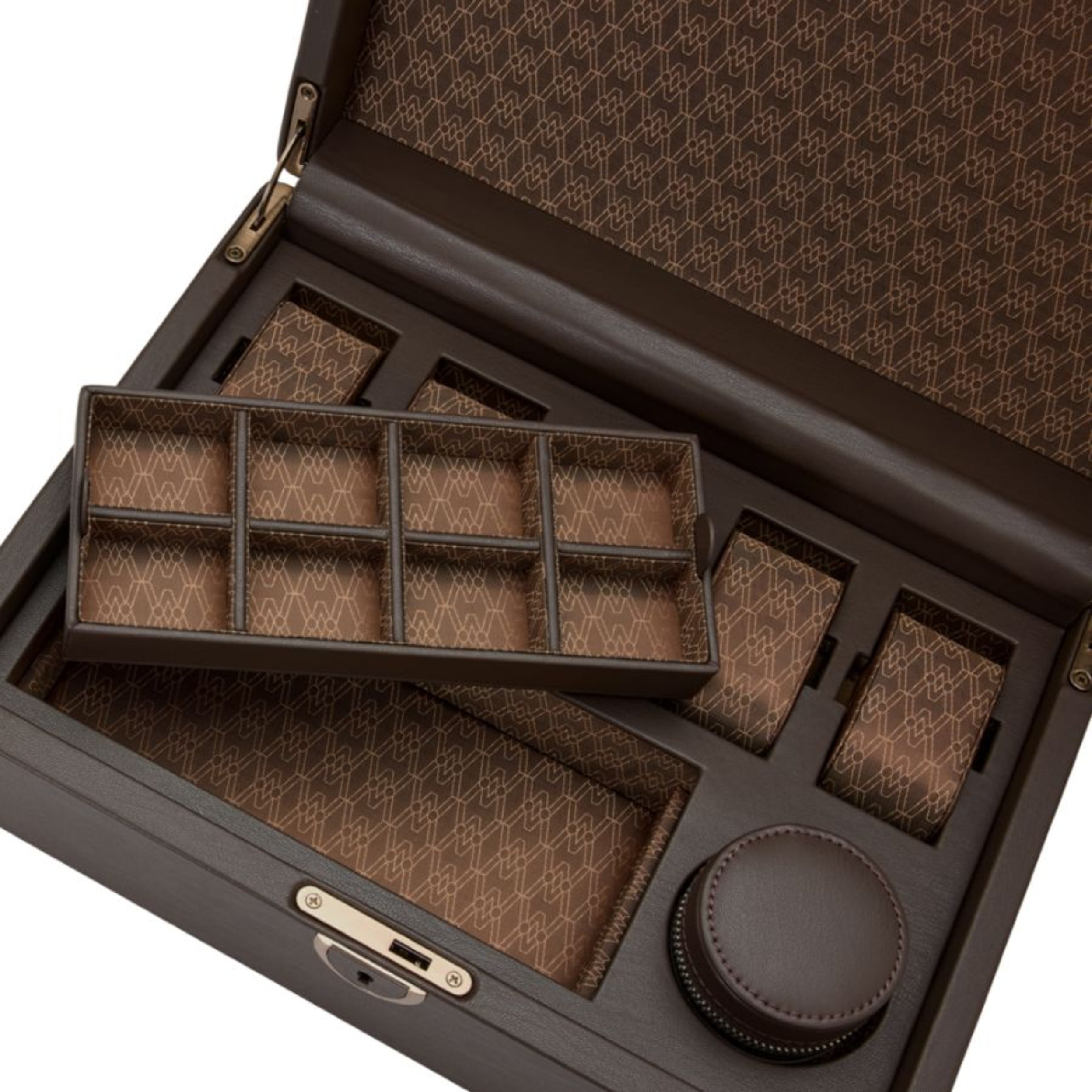 Wolf Earth 5 Piece Coffee Apple Leather Watch Box with Storage 190906